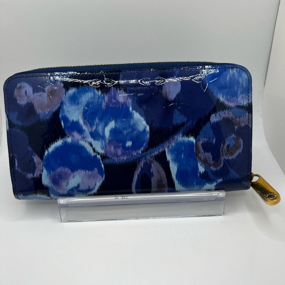 GUG Louis Vuitton Rare Vernis Blue Floral IKAT Zippy Wallet - Picture 2 of 11